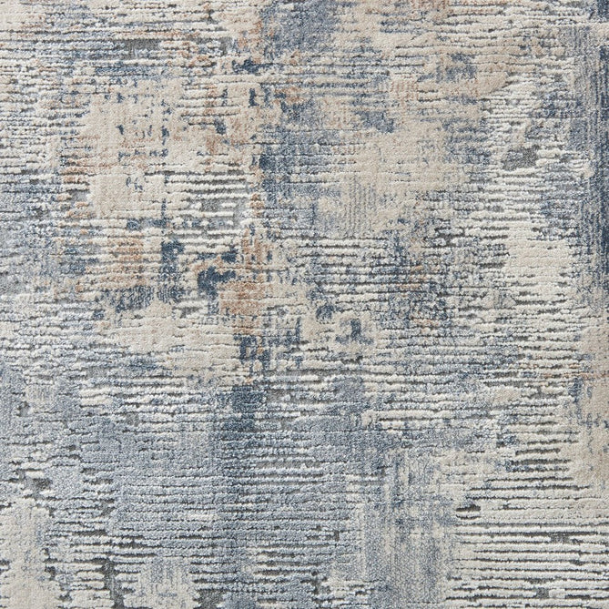 Rustic Textures RUS05 Modern Abstract Distressed Shimmer Carved Hi-Low Textured Low-Profile Short-Pile Grey/Steel Blue/Ivory Round Rug-Nourison-Rug Love - The Most Loved Rug Store