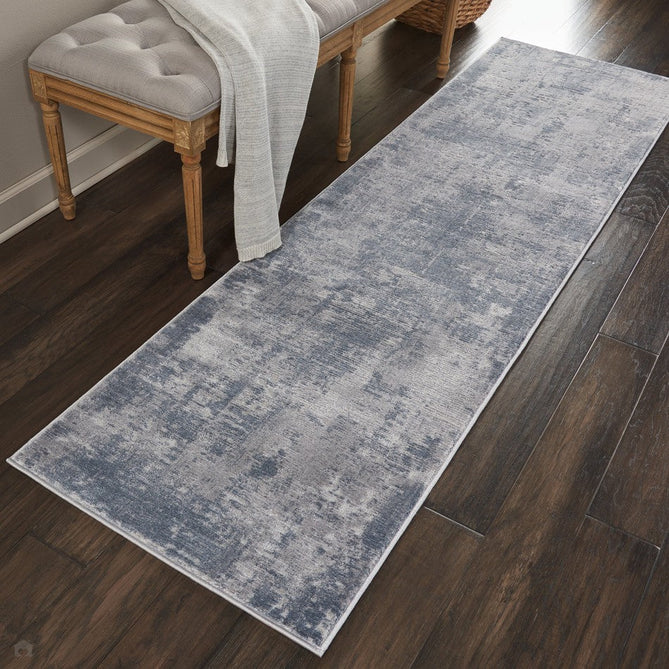 Rustic Textures RUS05 Modern Abstract Distressed Shimmer Carved Hi-Low Textured Low-Profile Short-Pile Grey/Steel Blue/Ivory Rug-Nourison-Rug Love - The Most Loved Rug Store