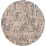 Rustic Textures RUS06 Modern Abstract Distressed Shimmer Carved Hi-Low Textured Durable Polyblend Short-Pile Beige/Grey Round Rug
