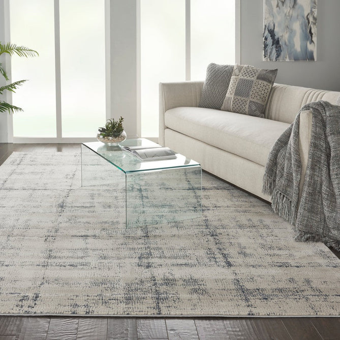 Rustic Textures RUS06 Modern Abstract Distressed Shimmer Carved Hi-Low Textured Durable Polyblend Short-Pile Ivory/Blue/Beige/Charcoal Grey Rug-Nourison-Rug Love - The Most Loved Rug Store