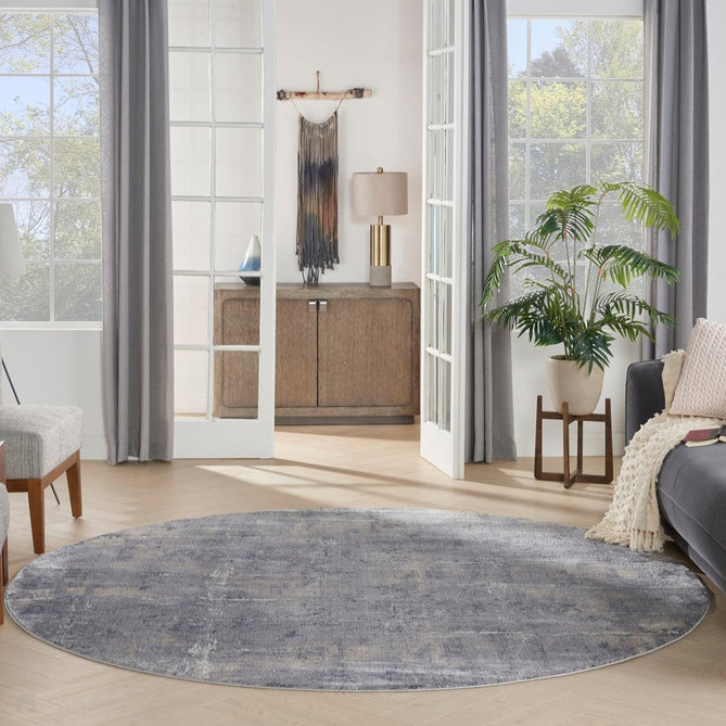 Rustic Textures RUS06 Modern Abstract Distressed Shimmer Carved Hi-Low Textured Durable Polyblend Short-Pile Steel Blue-Grey/Beige/Ivory/Taupe/Slate Blue Rug-Nourison-Rug Love - The Most Loved Rug Store