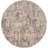 Rustic Textures RUS06 Modern Abstract Distressed Shimmer Carved Hi-Low Textured Flat-Pile Beige/Grey Round Rug