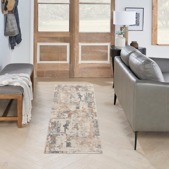 Rustic Textures RUS06 Modern Abstract Distressed Shimmer Carved Hi-Low Textured Flat-Pile Beige/Grey/Ivory Rug-Nourison-Rug Love - The Most Loved Rug Store