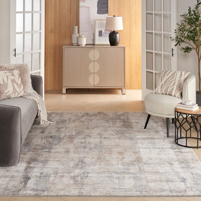 Rustic Textures RUS06 Modern Abstract Distressed Shimmer Carved Hi-Low Textured Flat-Pile Beige/Grey/Ivory Rug-Nourison-Rug Love - The Most Loved Rug Store