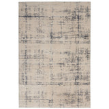 Rustic Textures RUS06 Modern Abstract Distressed Shimmer Carved Hi-Low Textured Flat-Pile Ivory/Blue Rug