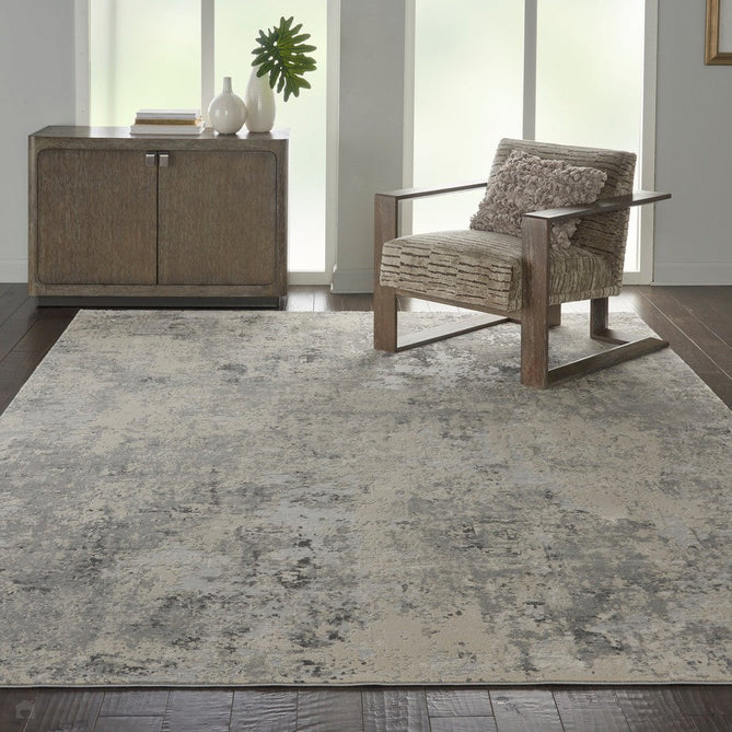 Rustic Textures RUS07 Modern Abstract Distressed Shimmer Carved Hi-Low Textured Durable Polyblend Short-Pile Grey/Cream/Charcoal/Beige Rug-Nourison-Rug Love - The Most Loved Rug Store