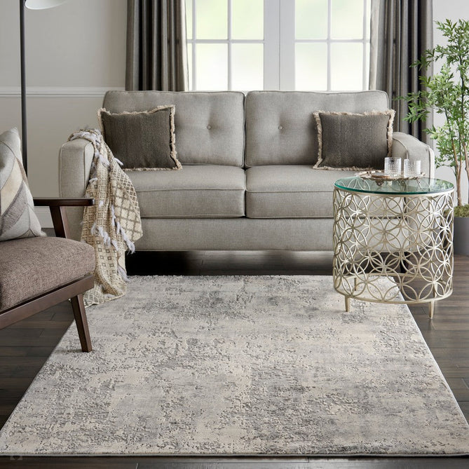 Rustic Textures RUS07 Modern Abstract Distressed Shimmer Carved Hi-Low Textured Durable Polyblend Short-Pile Grey/Cream/Charcoal/Beige Rug-Nourison-Rug Love - The Most Loved Rug Store