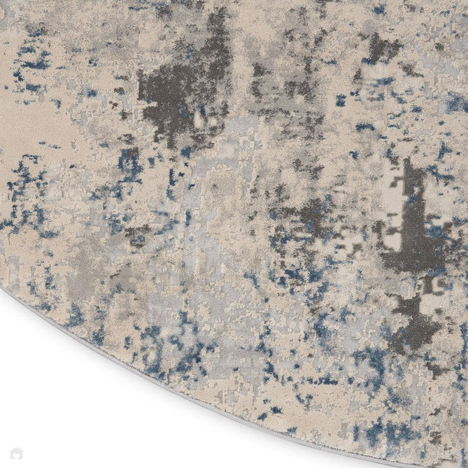 Rustic Textures RUS07 Modern Abstract Distressed Shimmer Carved Hi-Low Textured Durable Polyblend Short-Pile Ivory/Grey/Blue Rug-Nourison-Rug Love - The Most Loved Rug Store