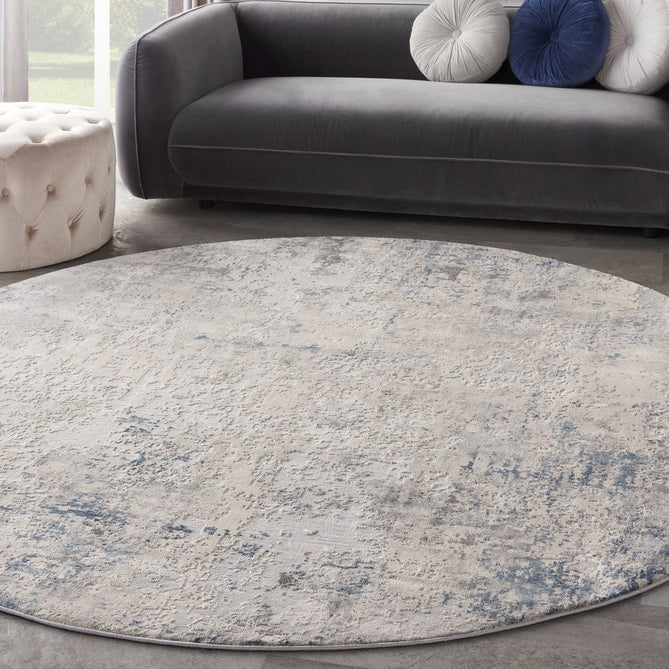 Rustic Textures RUS07 Modern Abstract Distressed Shimmer Carved Hi-Low Textured Durable Polyblend Short-Pile Ivory/Grey/Blue Rug-Nourison-Rug Love - The Most Loved Rug Store