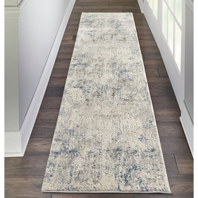 Rustic Textures RUS07 Modern Abstract Distressed Shimmer Carved Hi-Low Textured Durable Polyblend Short-Pile Ivory/Grey/Blue Rug-Nourison-Rug Love - The Most Loved Rug Store
