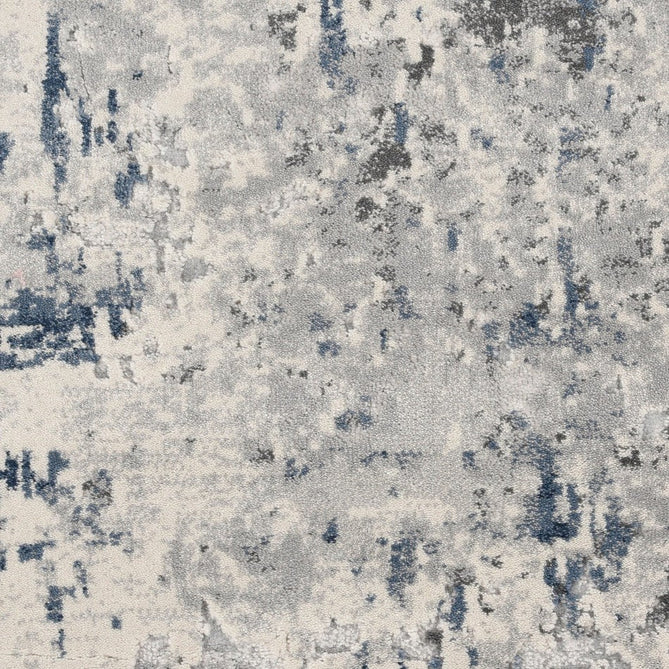 Rustic Textures RUS07 Modern Abstract Distressed Shimmer Carved Hi-Low Textured Durable Polyblend Short-Pile Ivory/Grey/Blue Rug-Nourison-Rug Love - The Most Loved Rug Store