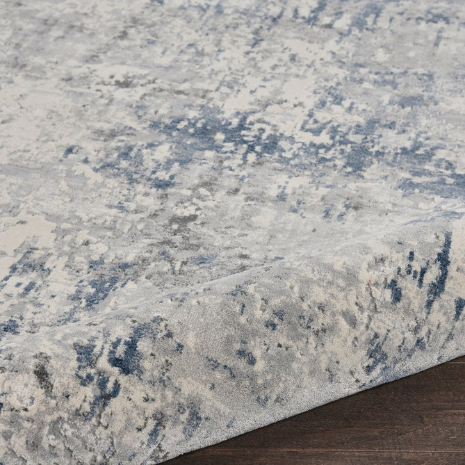 Rustic Textures RUS07 Modern Abstract Distressed Shimmer Carved Hi-Low Textured Durable Polyblend Short-Pile Ivory/Grey/Blue Rug-Nourison-Rug Love - The Most Loved Rug Store