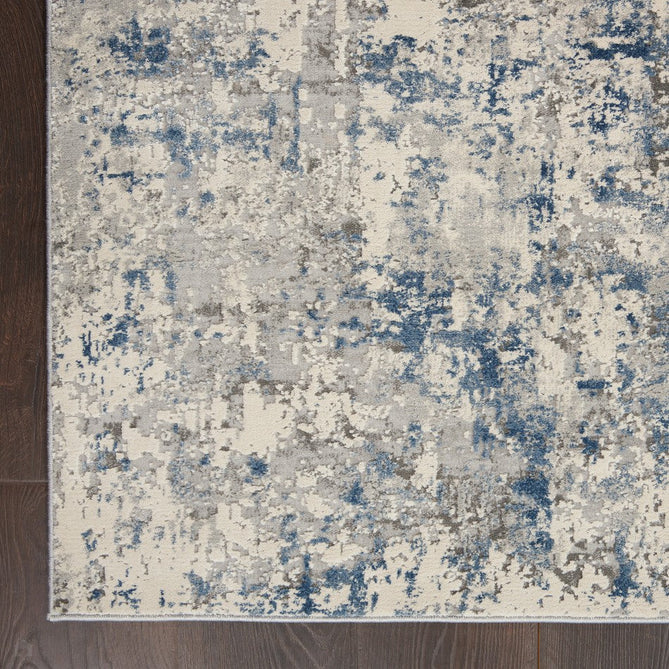 Rustic Textures RUS07 Modern Abstract Distressed Shimmer Carved Hi-Low Textured Durable Polyblend Short-Pile Ivory/Grey/Blue Rug-Nourison-Rug Love - The Most Loved Rug Store