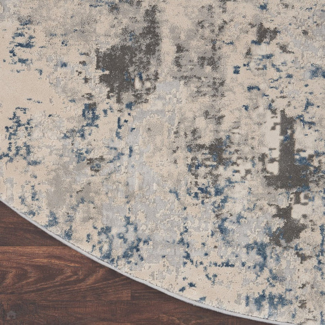 Rustic Textures RUS07 Modern Abstract Distressed Shimmer Carved Hi-Low Textured Durable Polyblend Short-Pile Ivory/Grey/Blue Rug-Nourison-Rug Love - The Most Loved Rug Store