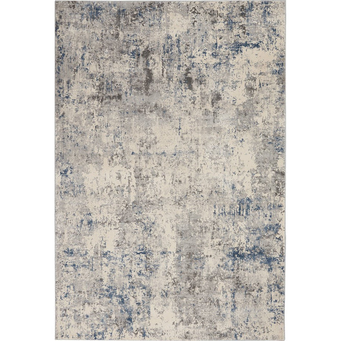 Rustic Textures RUS07 Modern Abstract Distressed Shimmer Carved Hi-Low Textured Durable Polyblend Short-Pile Ivory/Grey/Blue Rug-Nourison-Rug Love - The Most Loved Rug Store
