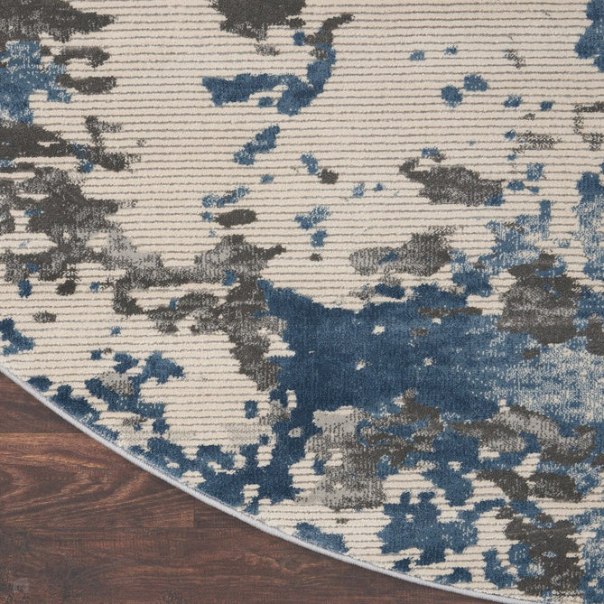 Rustic Textures RUS08 Modern Abstract Distressed Shimmer Carved Hi-Low Textured Low-Profile Short-Pile Grey/Blue/Cream Rug-Nourison-Rug Love - The Most Loved Rug Store