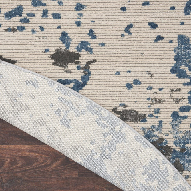 Rustic Textures RUS08 Modern Abstract Distressed Shimmer Carved Hi-Low Textured Low-Profile Short-Pile Grey/Blue/Cream Rug-Nourison-Rug Love - The Most Loved Rug Store