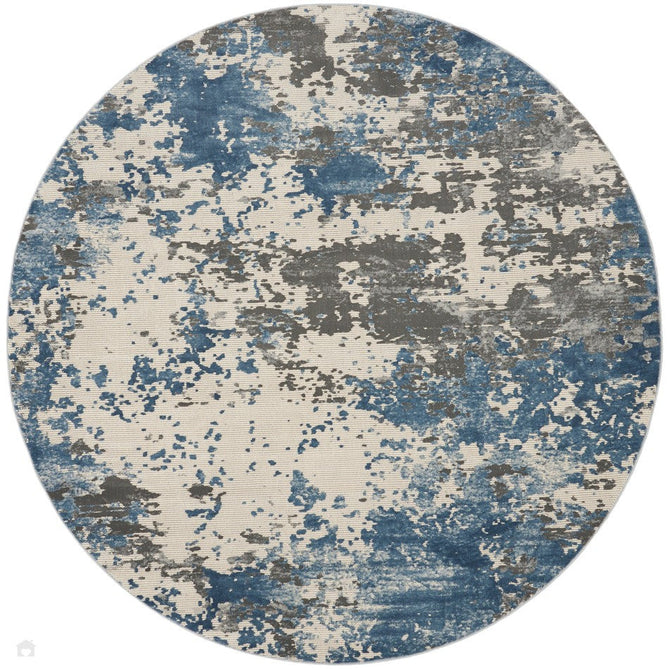 Rustic Textures RUS08 Modern Abstract Distressed Shimmer Carved Hi-Low Textured Low-Profile Short-Pile Grey/Blue/Cream Rug-Nourison-Rug Love - The Most Loved Rug Store