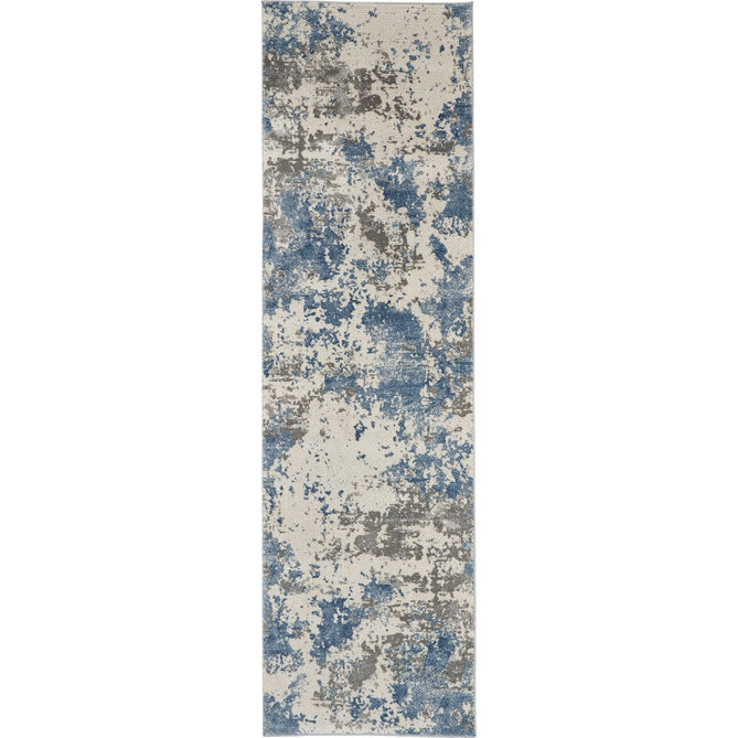 Rustic Textures RUS08 Modern Abstract Distressed Shimmer Carved Hi-Low Textured Low-Profile Short-Pile Grey/Blue/Cream Rug-Nourison-Rug Love - The Most Loved Rug Store