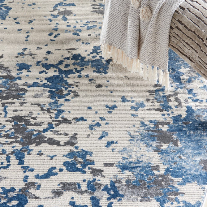 Rustic Textures RUS08 Modern Abstract Distressed Shimmer Carved Hi-Low Textured Low-Profile Short-Pile Grey/Blue/Cream Rug-Nourison-Rug Love - The Most Loved Rug Store