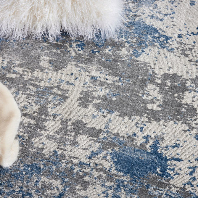 Rustic Textures RUS08 Modern Abstract Distressed Shimmer Carved Hi-Low Textured Low-Profile Short-Pile Grey/Blue/Cream Rug-Nourison-Rug Love - The Most Loved Rug Store