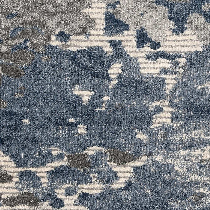 Rustic Textures RUS08 Modern Abstract Distressed Shimmer Carved Hi-Low Textured Low-Profile Short-Pile Grey/Blue/Cream Rug-Nourison-Rug Love - The Most Loved Rug Store