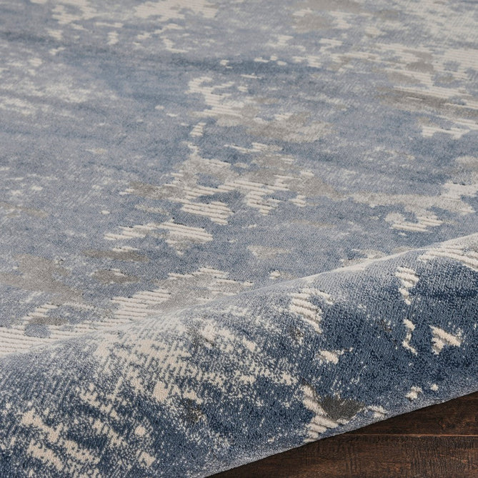 Rustic Textures RUS08 Modern Abstract Distressed Shimmer Carved Hi-Low Textured Low-Profile Short-Pile Grey/Blue/Cream Rug-Nourison-Rug Love - The Most Loved Rug Store
