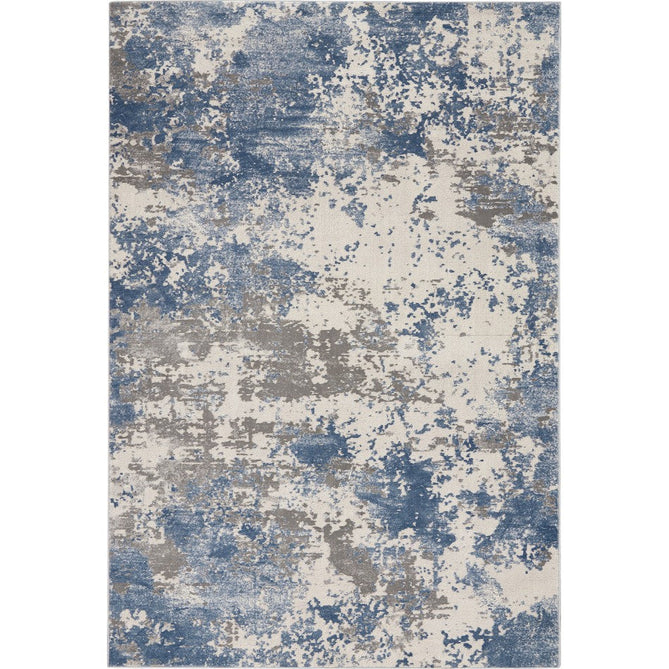 Rustic Textures RUS08 Modern Abstract Distressed Shimmer Carved Hi-Low Textured Low-Profile Short-Pile Grey/Blue/Cream Rug-Nourison-Rug Love - The Most Loved Rug Store