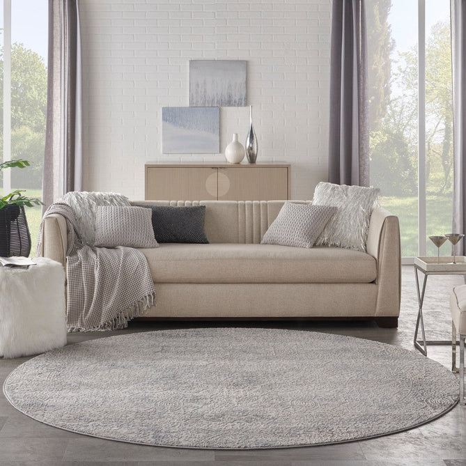 Rustic Textures RUS09 Modern Abstract Distressed Shimmer Carved Hi-Low Textured Durable Polyblend Short-Pile Ivory/Grey/Blue Rug-Nourison-Rug Love - The Most Loved Rug Store