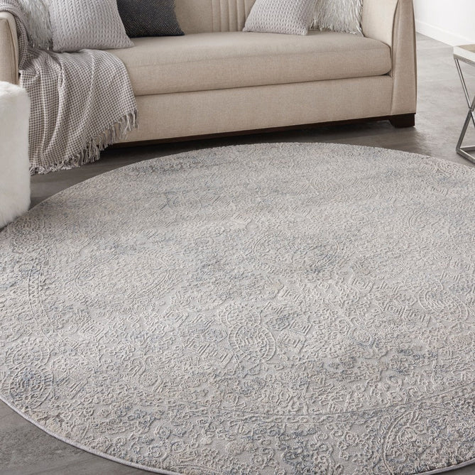 Rustic Textures RUS09 Modern Abstract Distressed Shimmer Carved Hi-Low Textured Durable Polyblend Short-Pile Ivory/Grey/Blue Rug-Nourison-Rug Love - The Most Loved Rug Store
