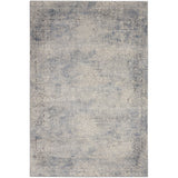 Rustic Textures RUS09 Modern Abstract Distressed Shimmer Carved Hi-Low Textured Durable Polyblend Short-Pile Ivory/Grey/Blue Rug