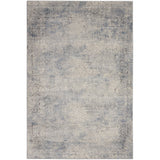 Rustic Textures RUS09 Modern Abstract Distressed Shimmer Carved Hi-Low Textured Flat-Pile Ivory/Light Blue Rug