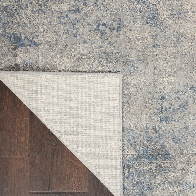 Rustic Textures RUS09 Modern Abstract Distressed Shimmer Carved Hi-Low Textured Low-Profile Short-Pile Ivory/Grey/Blue Rug-Nourison-Rug Love - The Most Loved Rug Store