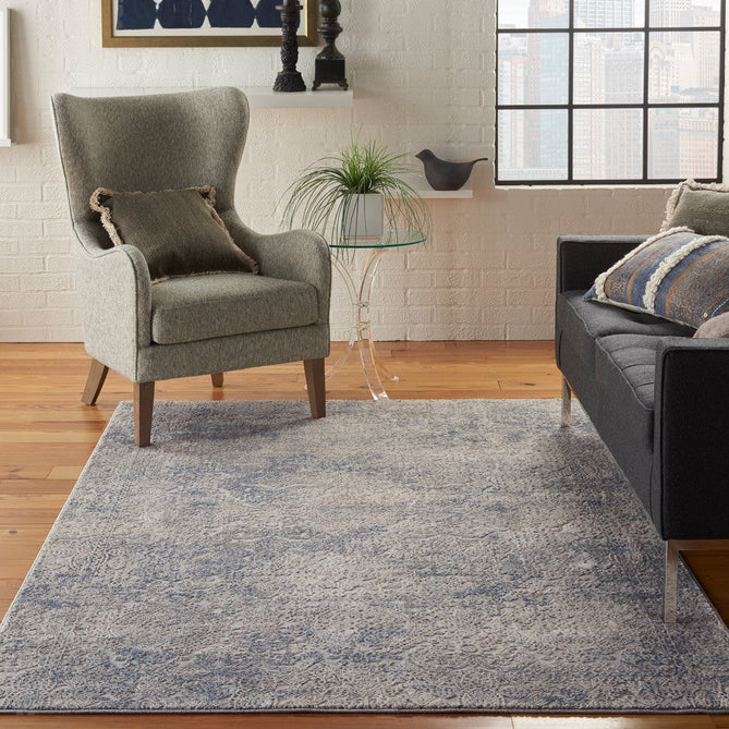 Rustic Textures RUS09 Modern Abstract Distressed Shimmer Carved Hi-Low Textured Low-Profile Short-Pile Ivory/Grey/Blue Rug-Nourison-Rug Love - The Most Loved Rug Store