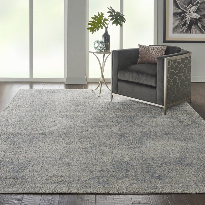 Rustic Textures RUS09 Modern Abstract Distressed Shimmer Carved Hi-Low Textured Low-Profile Short-Pile Ivory/Grey/Blue Rug-Nourison-Rug Love - The Most Loved Rug Store
