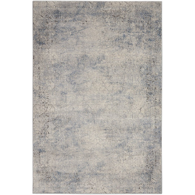 Rustic Textures RUS09 Modern Abstract Distressed Shimmer Carved Hi-Low Textured Low-Profile Short-Pile Ivory/Grey/Blue Rug-Nourison-Rug Love - The Most Loved Rug Store
