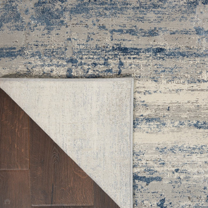 Rustic Textures RUS10 Modern Abstract Distressed Shimmer Carved Hi-Low Textured Durable Polyblend Short-Pile Ivory/Grey/Denim Blue Rug-Nourison-Rug Love - The Most Loved Rug Store