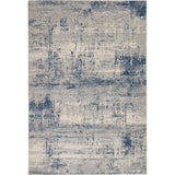 Rustic Textures RUS10 Modern Abstract Distressed Shimmer Carved Hi-Low Textured Flat-Pile Ivory/Blue Rug