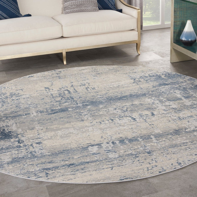Rustic Textures RUS10 Modern Abstract Distressed Shimmer Carved Hi-Low Textured Low-Profile Short-Pile Ivory/Grey/Denim Blue Rug-Nourison-Rug Love - The Most Loved Rug Store