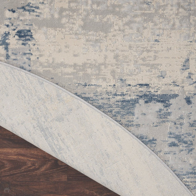 Rustic Textures RUS10 Modern Abstract Distressed Shimmer Carved Hi-Low Textured Low-Profile Short-Pile Ivory/Grey/Denim Blue Rug-Nourison-Rug Love - The Most Loved Rug Store