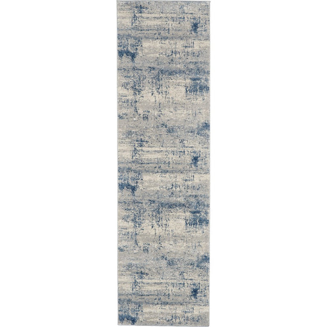 Rustic Textures RUS10 Modern Abstract Distressed Shimmer Carved Hi-Low Textured Low-Profile Short-Pile Ivory/Grey/Denim Blue Rug-Nourison-Rug Love - The Most Loved Rug Store
