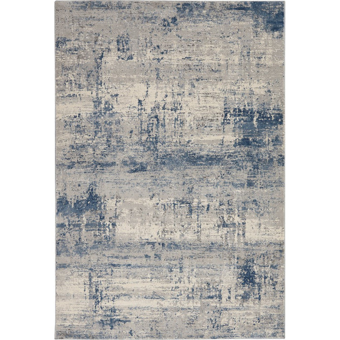 Rustic Textures RUS10 Modern Abstract Distressed Shimmer Carved Hi-Low Textured Low-Profile Short-Pile Ivory/Grey/Denim Blue Rug-Nourison-Rug Love - The Most Loved Rug Store