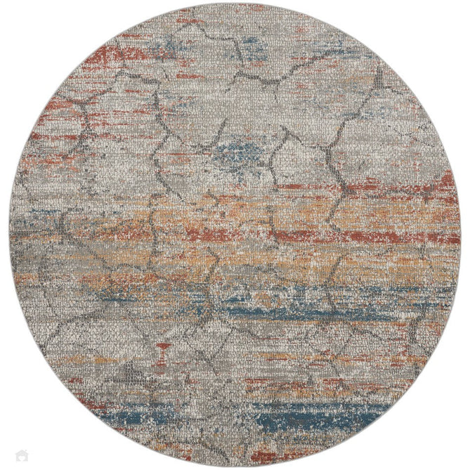 Rustic Textures RUS11 Modern Abstract Distressed Shimmer Carved Hi-Low Textured Durable Polyblend Short-Pile Grey/Rust/Ochre/Blue/Multicolour Rug-Nourison-Rug Love - The Most Loved Rug Store