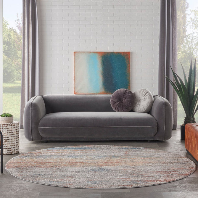 Rustic Textures RUS11 Modern Abstract Distressed Shimmer Carved Hi-Low Textured Durable Polyblend Short-Pile Grey/Rust/Ochre/Blue/Multicolour Rug-Nourison-Rug Love - The Most Loved Rug Store