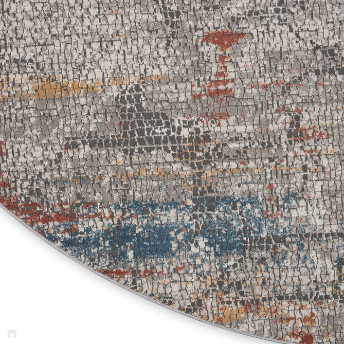 Rustic Textures RUS11 Modern Abstract Distressed Shimmer Carved Hi-Low Textured Durable Polyblend Short-Pile Grey/Rust/Ochre/Blue/Multicolour Rug-Nourison-Rug Love - The Most Loved Rug Store