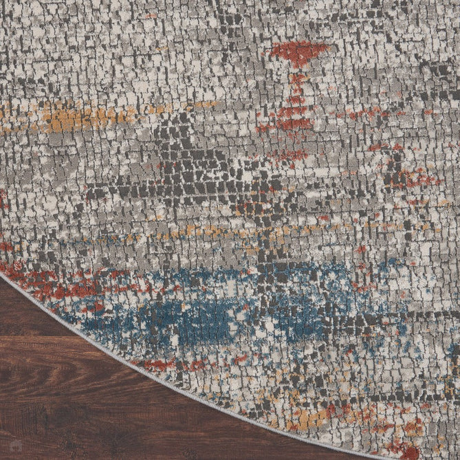 Rustic Textures RUS11 Modern Abstract Distressed Shimmer Carved Hi-Low Textured Durable Polyblend Short-Pile Grey/Rust/Ochre/Blue/Multicolour Rug-Nourison-Rug Love - The Most Loved Rug Store