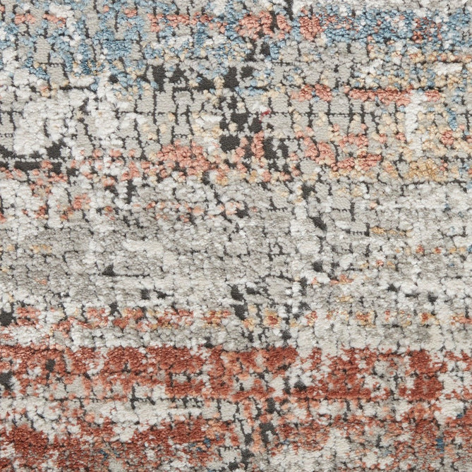 Rustic Textures RUS11 Modern Abstract Distressed Shimmer Carved Hi-Low Textured Durable Polyblend Short-Pile Grey/Rust/Ochre/Blue/Multicolour Rug-Nourison-Rug Love - The Most Loved Rug Store