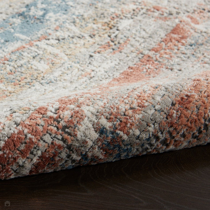 Rustic Textures RUS11 Modern Abstract Distressed Shimmer Carved Hi-Low Textured Durable Polyblend Short-Pile Grey/Rust/Ochre/Blue/Multicolour Rug-Nourison-Rug Love - The Most Loved Rug Store