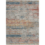 Rustic Textures RUS11 Modern Abstract Distressed Shimmer Carved Hi-Low Textured Flat-Pile Multicolour Rug