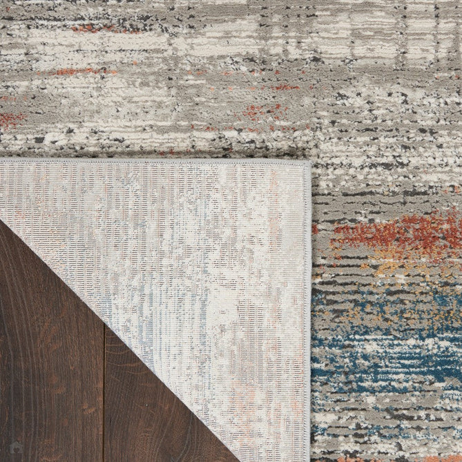 Rustic Textures RUS12 Modern Abstract Distressed Shimmer Carved Hi-Low Textured Durable Polyblend Short-Pile Grey/Taupe/Blue/Rust/Ivory/Multicolour Rug-Nourison-Rug Love - The Most Loved Rug Store